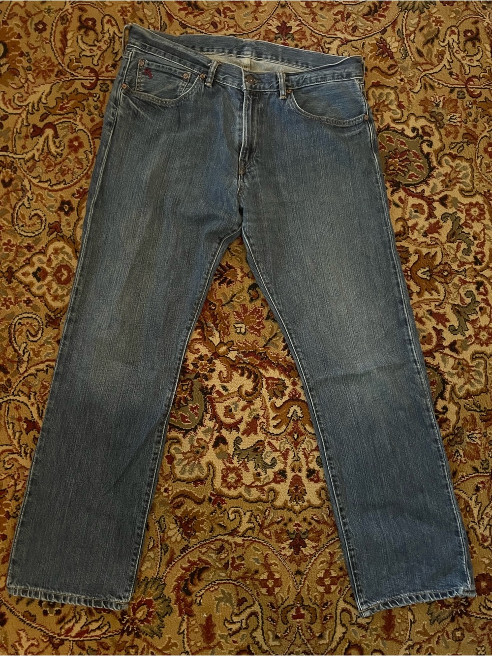Ralph Lauren Polo Straight-Leg Jeans in Blue Denim. 34x30. 100% cotton.